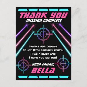 Cartão Postal Festa de aniversario de meninas laser - Néon Beam