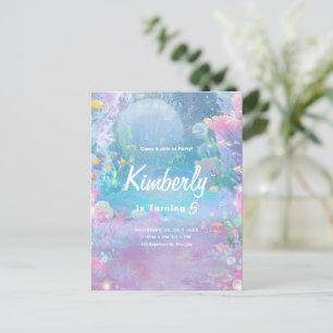 Cartão Postal Festa de Aniversário de Meninas Sereia Sob o Mar, 