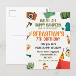Cartão Postal Festa de Aniversário de Menino Aventura ao Ar Livr