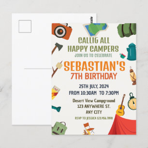 Cartão Postal Festa de Aniversário de Menino Aventura ao Ar Livr