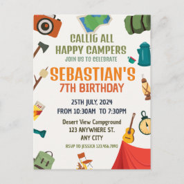 Cartão Postal Festa de Aniversário de Menino Aventura ao Ar Livr