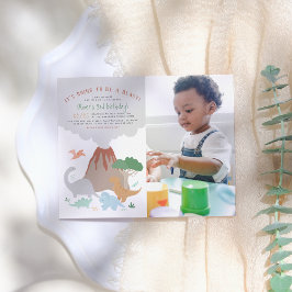 Cartão Postal Festa de Aniversário de Menino com Dinossauro e Vu