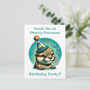 Cartão Postal Festa de Aniversário de Menino com Tema de Lontra