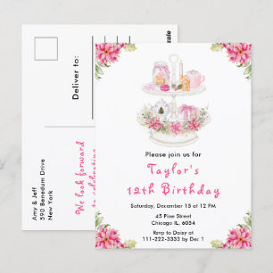 Cartão Postal Festa de aniversário de Natal Feriado Rosa