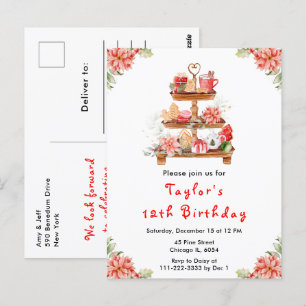 Cartão Postal Festa de aniversário de Natal Feriado - Vermelho