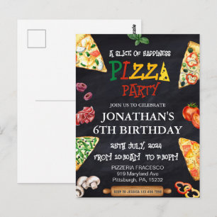 Cartão Postal Festa de aniversário de pizza 