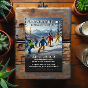 Cartão Postal Festa de Aniversário de Snowboard Winter Wonder