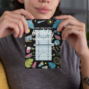 Cartão Postal Festa de Aniversário de Tênis Summer Splash