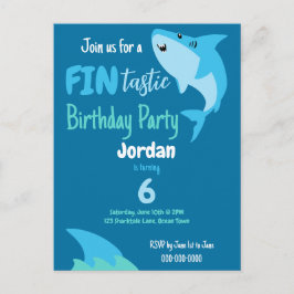Cartão Postal Festa de Aniversário de Tubarão Fin-tástica Crianç