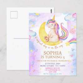 Cartão Postal Festa de Aniversário de Unicórnios Mágicos em Aqua