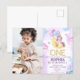 Cartão Postal Festa de Aniversário de Unicórnios Mágicos em Aqua