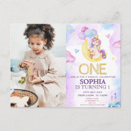 Cartão Postal Festa de Aniversário de Unicórnios Mágicos em Aqua