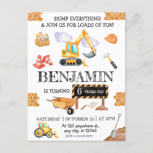 Cartão Postal Festa de Aniversário do Caminhão de Carga e da Esc