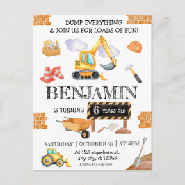 Cartão Postal Festa de Aniversário do Caminhão de Carga e da Esc