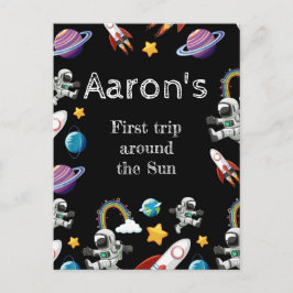 Cartão Postal Festa de Aniversário do Primeiro Ano do Astronauta