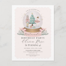 Cartão Postal Festa de aniversário do quebra-nozes de Natal rosa