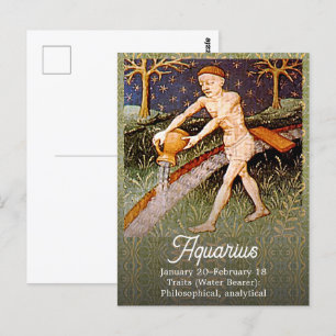 Cartão Postal Festa de Aniversário do Signo de Aquário Portador 
