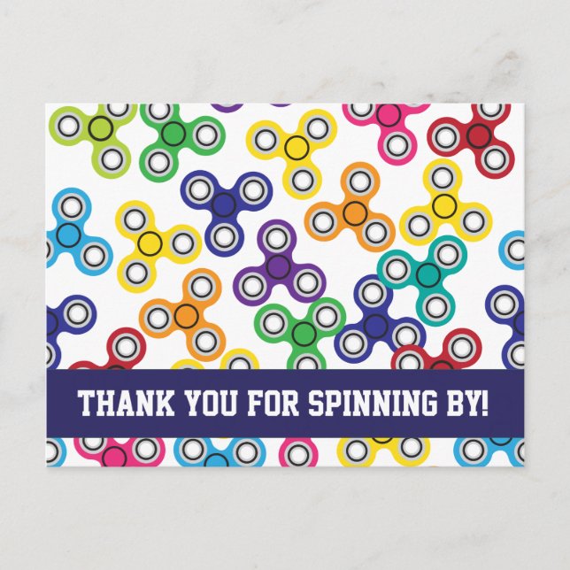 Cartão Postal Festa de aniversário Do Spinner Fidget Obrigado (Frente)