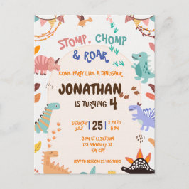 Cartão Postal Festa de Aniversário dos Dinossauros