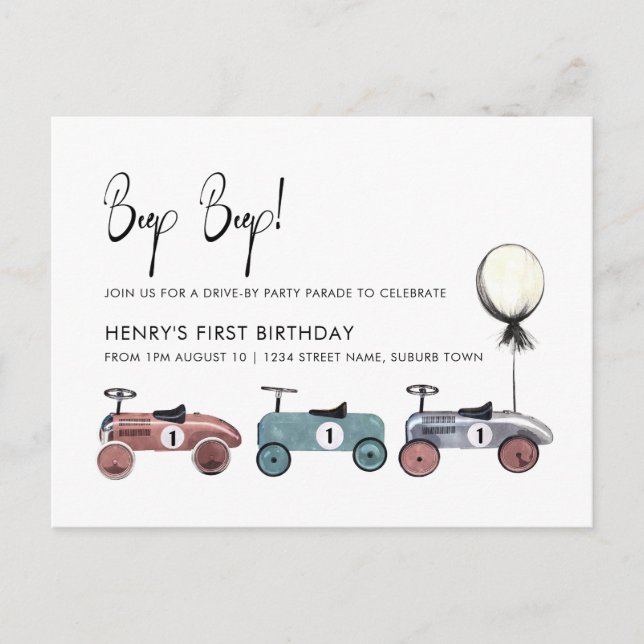 Cartão Postal Festa de Aniversário Drive by Quarentena 1º Aniver (Frente)