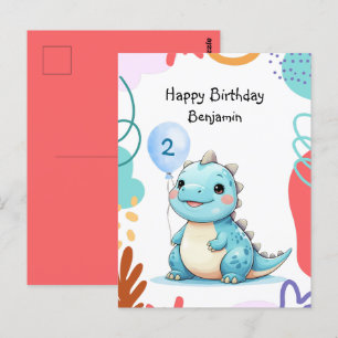 Cartão Postal Festa de aniversário feliz do menino selvagem dino