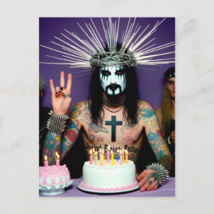 Cartão Postal Festa de Aniversário Gótica de Punk Rock Retrô Div