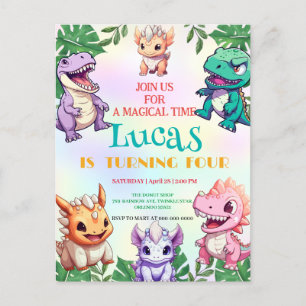 Cartão Postal Festa de aniversário infantil da selva de dinossau