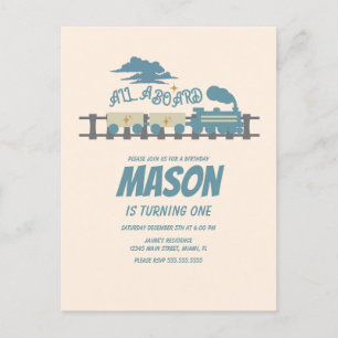 Cartão Postal Festa de Aniversário Infantil Trem Retrô Terroso 