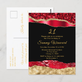 Cartão Postal Festa de Aniversário Lágrimas de Glamour Vermelho 