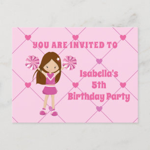 Cartão Postal Festa de Aniversário Rosa Personalizada de Garota 