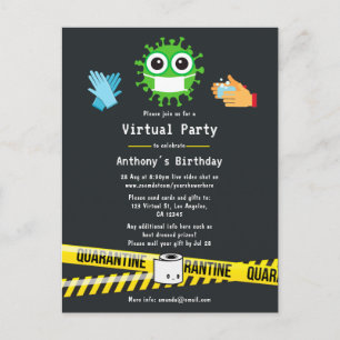 Cartão Postal Festa de Aniversário Virtual em Quarentena