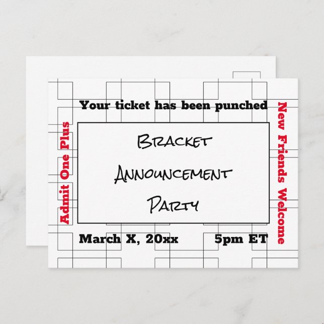 Cartão Postal Festa de Anúncio da Tabela de Basquete de Março (Frente/Verso)