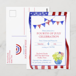 Cartão Postal Festa de Aquarela em 4 de julho