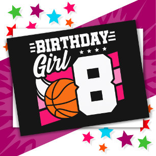 Cartão Postal Festa de Basquete para Menina de 8 Anos de Idade 8
