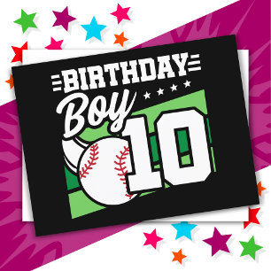 Cartão Postal Festa de Beisebol de 10 anos Tema 10º Aniversário