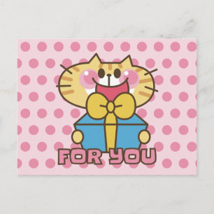 Cartão Postal Festa de Bolinhas Rosa, Bebê, Cartoon de Gato Boni