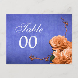 Cartão Postal Festa de casamento do número da tabela laranja azu