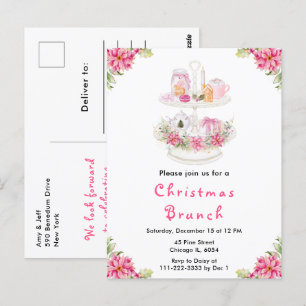 Cartão Postal Festa de Chá de Natal Rosa