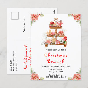 Cartão Postal Festa de Chá de Natal Vermelho
