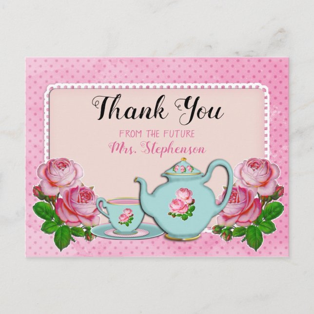 Cartão Postal Festa de Chá de Noiva Estilo Casa de Campo Inglesa (Frente)