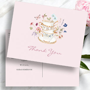 Cartão Postal Festa de Chá Rosa Chá de Noiva