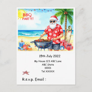 Cartão Postal Festa de Churrasco de Natal com Papai Noel