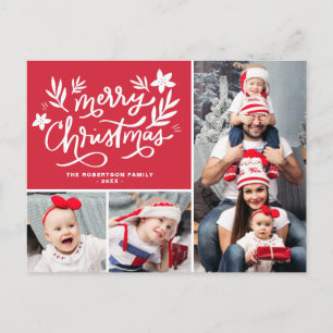 Cartão Postal festa de colagem de fotos da família de natal aleg
