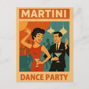 Cartão Postal Festa de Dança Martini Meados do Século