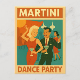 Cartão Postal Festa de Dança Martini Meados do Século