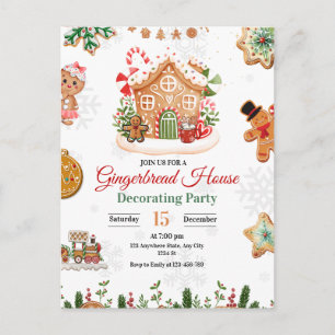 Cartão Postal Festa de Decoração de Casa de Gingerbread Natal 