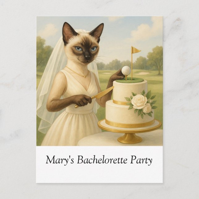 Cartão Postal Festa de Despedida de Solteira de GOLF para Gata m (Frente)