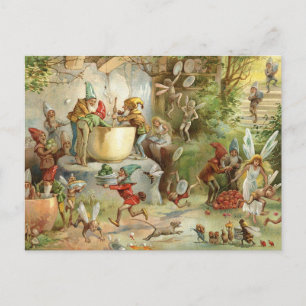 Cartão Postal Festa de Fadas Vintage