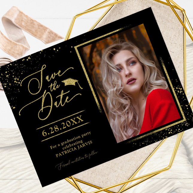 Cartão Postal Festa de Formatura Chic Salve a Data Festivo Doura (Criador carregado)