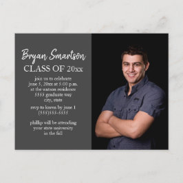 Cartão Postal Festa de Formatura com Foto Personalizada Cinza Es